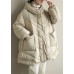 Trendy Beige Stand Collar Warm Winter Duck Down Coat