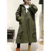 2019 army green coat plus size long fall coat hooded pockets zippered outwear