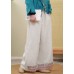 Boutique Linen colour elastic waist drawstring Embroideried Pockets Linen Pants Spring