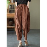 Coffee Corduroy harem Pants elastic waist Spring