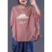 Handmade o neck cotton Long Shirts Inspiration pink prints top summer