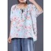 Women floral cotton linen tops women blouses design v neck summer shirt