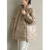 New Khaki hooded zippered Pockets Thick Winter Duck Down Coat