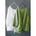 Women linen Blouse Women Solid Color Single Breasted White Reversible Blouse