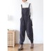 Unique dark blue high waist spring jumpsuit pants